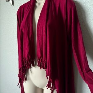 Serena Williams Deep Red Fringe Cardigan